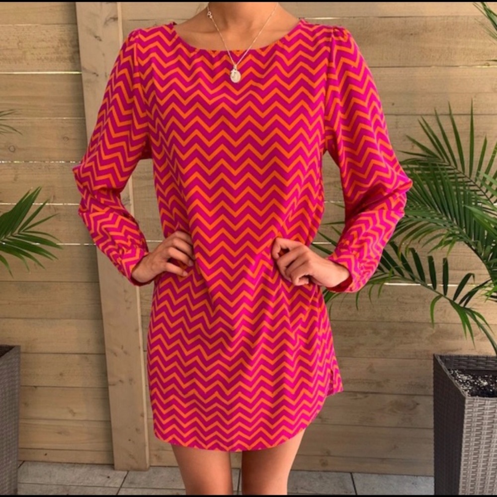 Pink and orange chevron dress